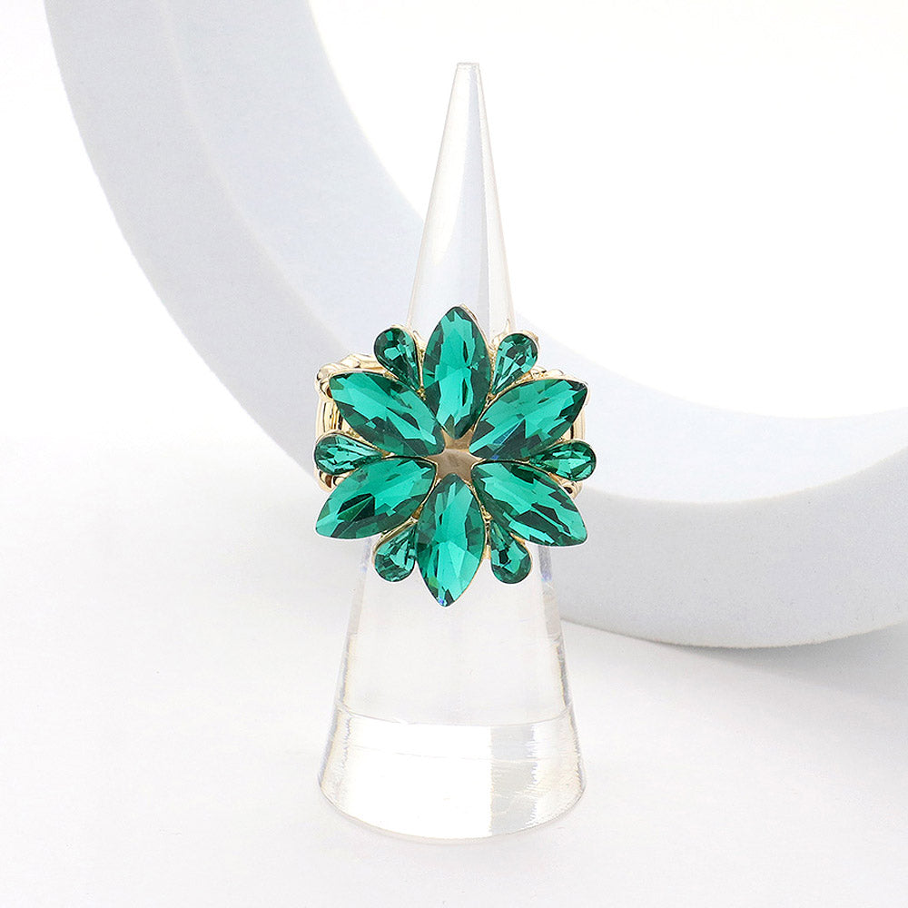 Flower Burst CZ Rhinestone Statement Ring