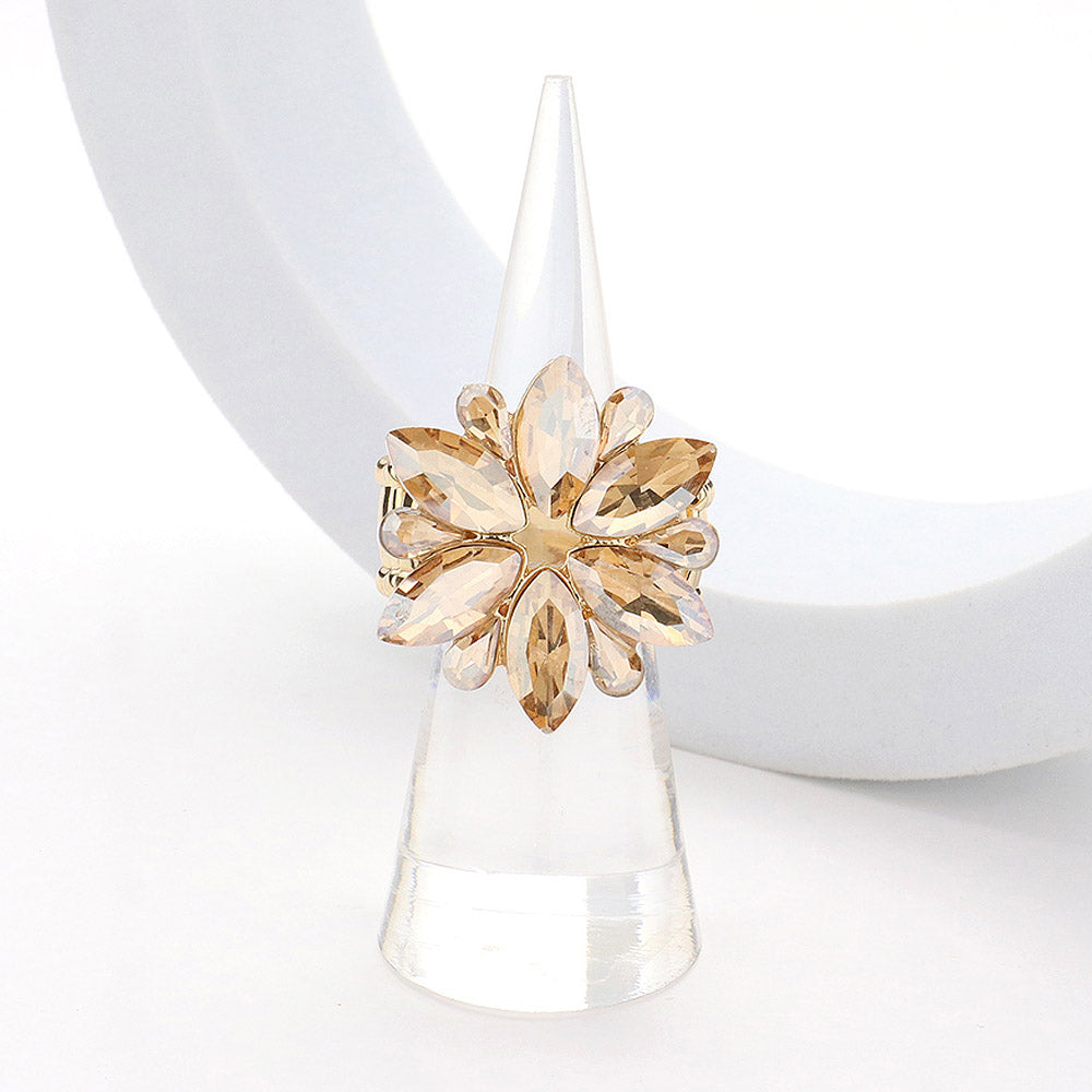 Flower Burst CZ Rhinestone Statement Ring