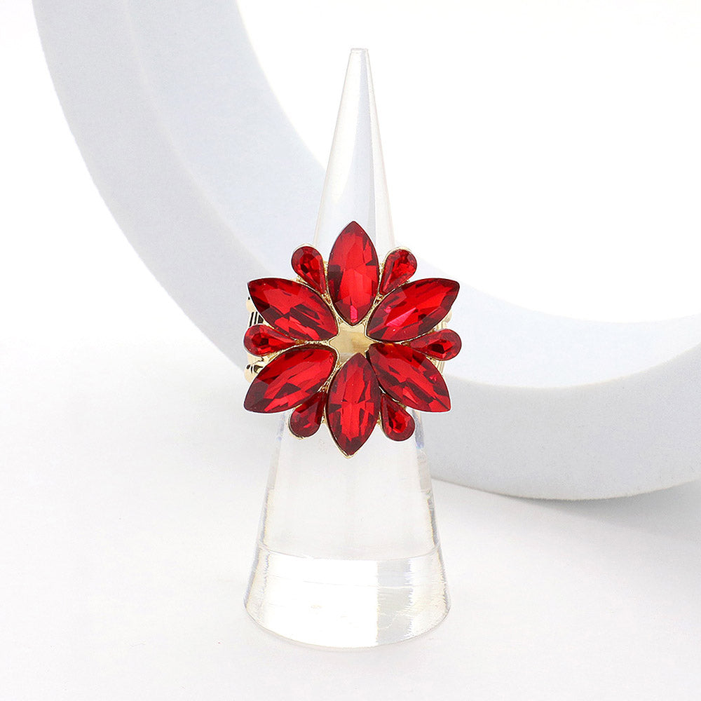 Flower Burst CZ Rhinestone Statement Ring
