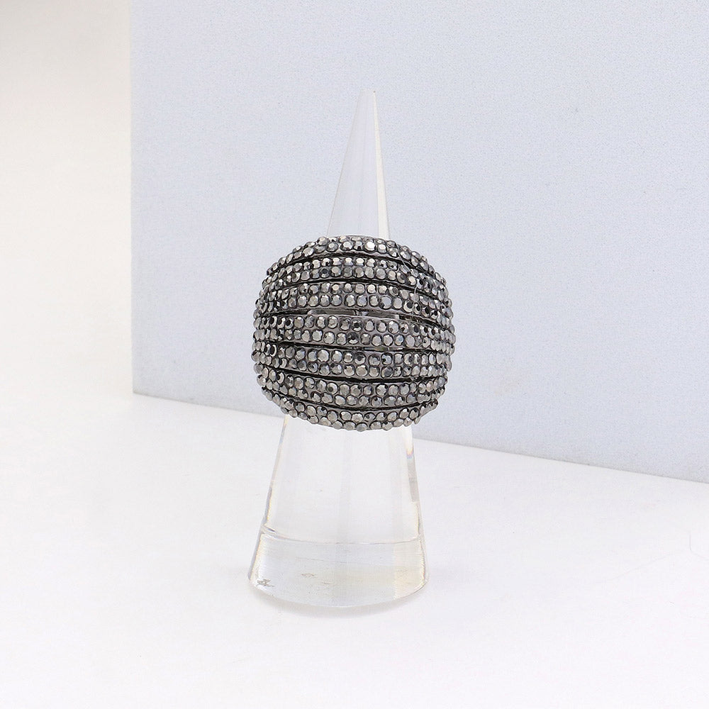 7 Rows of Sparkle Black Crystal Ring