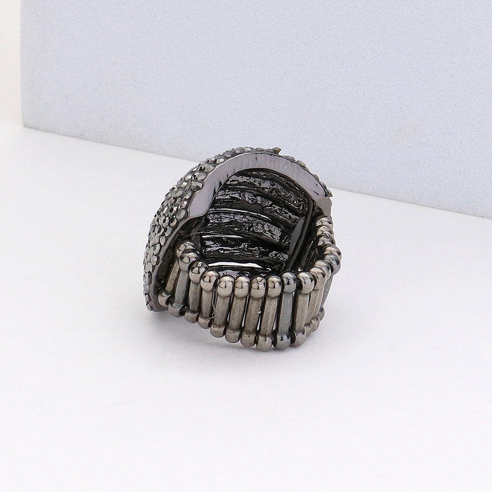 7 Rows of Sparkle Black Crystal Ring