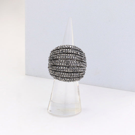 7 Rows of Sparkle Black Crystal Ring