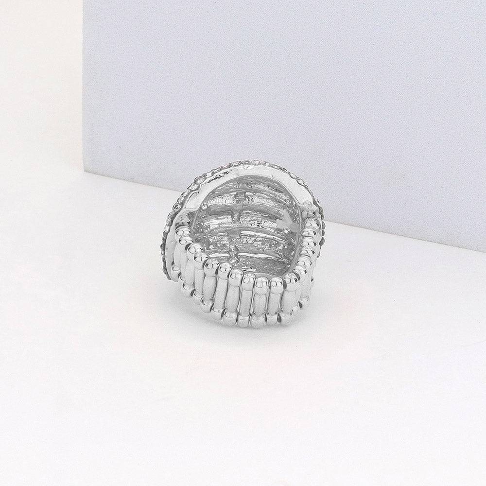 7 Rows of Sparkle Clear Crystal Ring