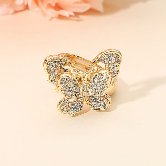 Rhinestone Sparkle Butterfly Ring