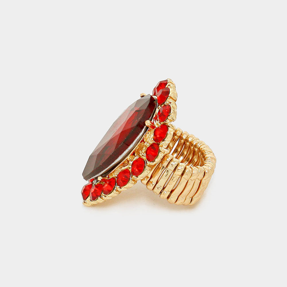 CZ Crystal Rhinestone Teardrop Cocktail Ring