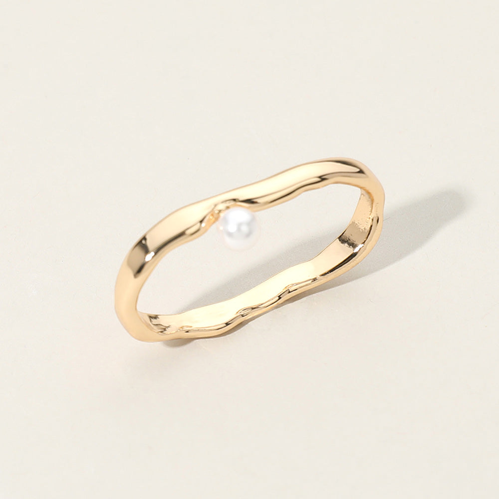 14K Gold Sterling Silver Pearl Two-Finger Ring