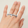 14K Gold Sterling Silver Pearl Two-Finger Ring