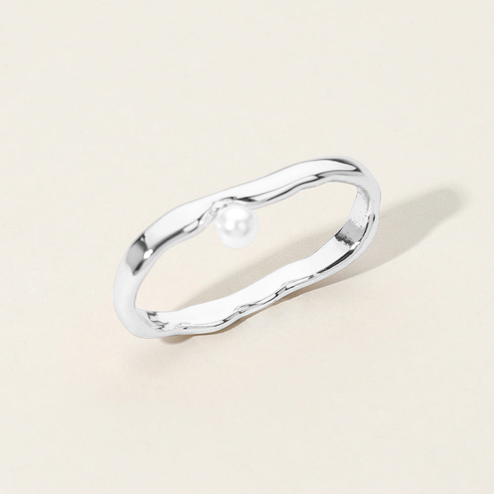 14K Gold Sterling Silver Pearl Two-Finger Ring