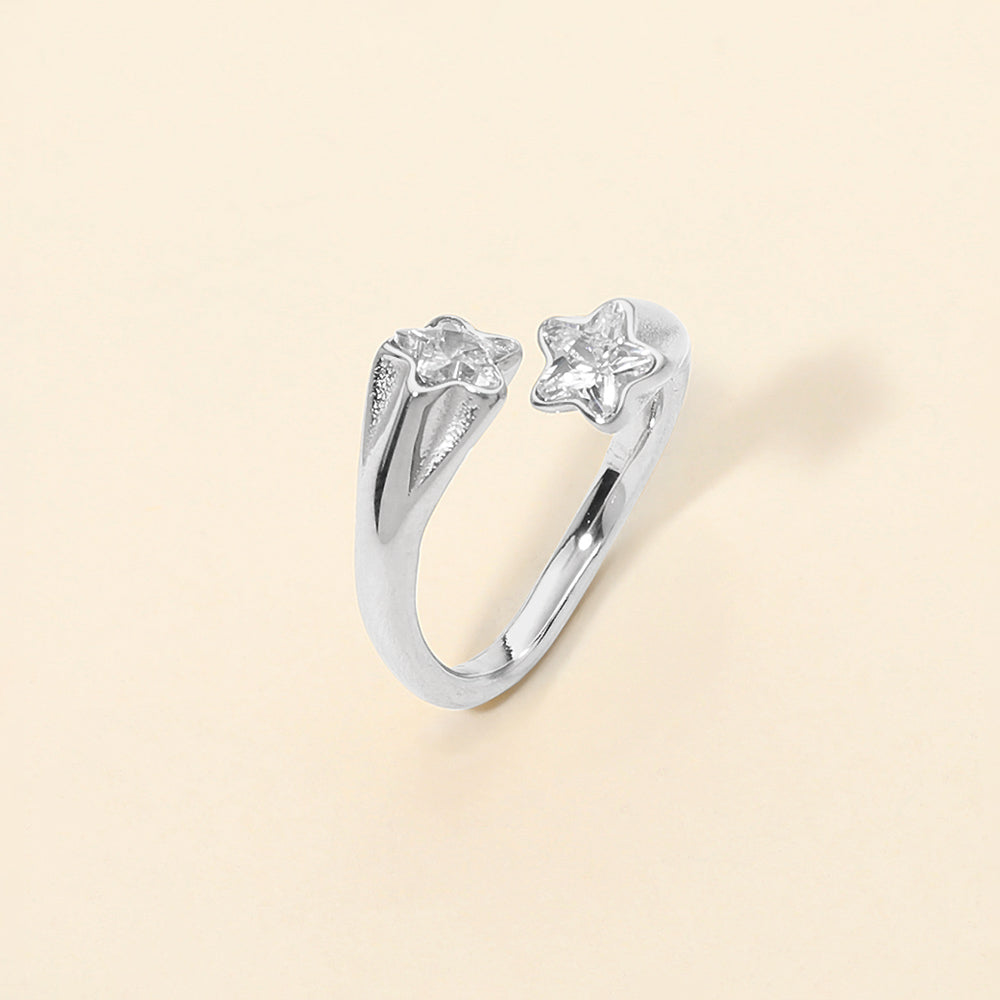 Stainless Steel CZ Shooting Star Ring