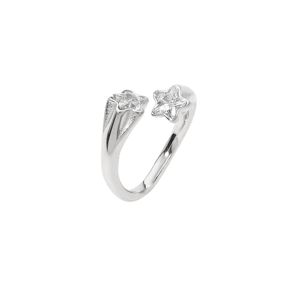Stainless Steel CZ Shooting Star Ring