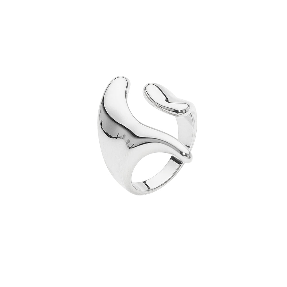 Stainless Steel Sculpted Open Wave Ring