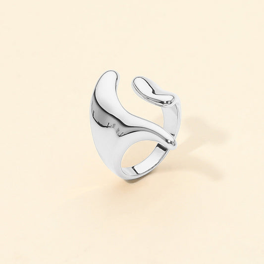 Stainless Steel Sculpted Open Wave Ring
