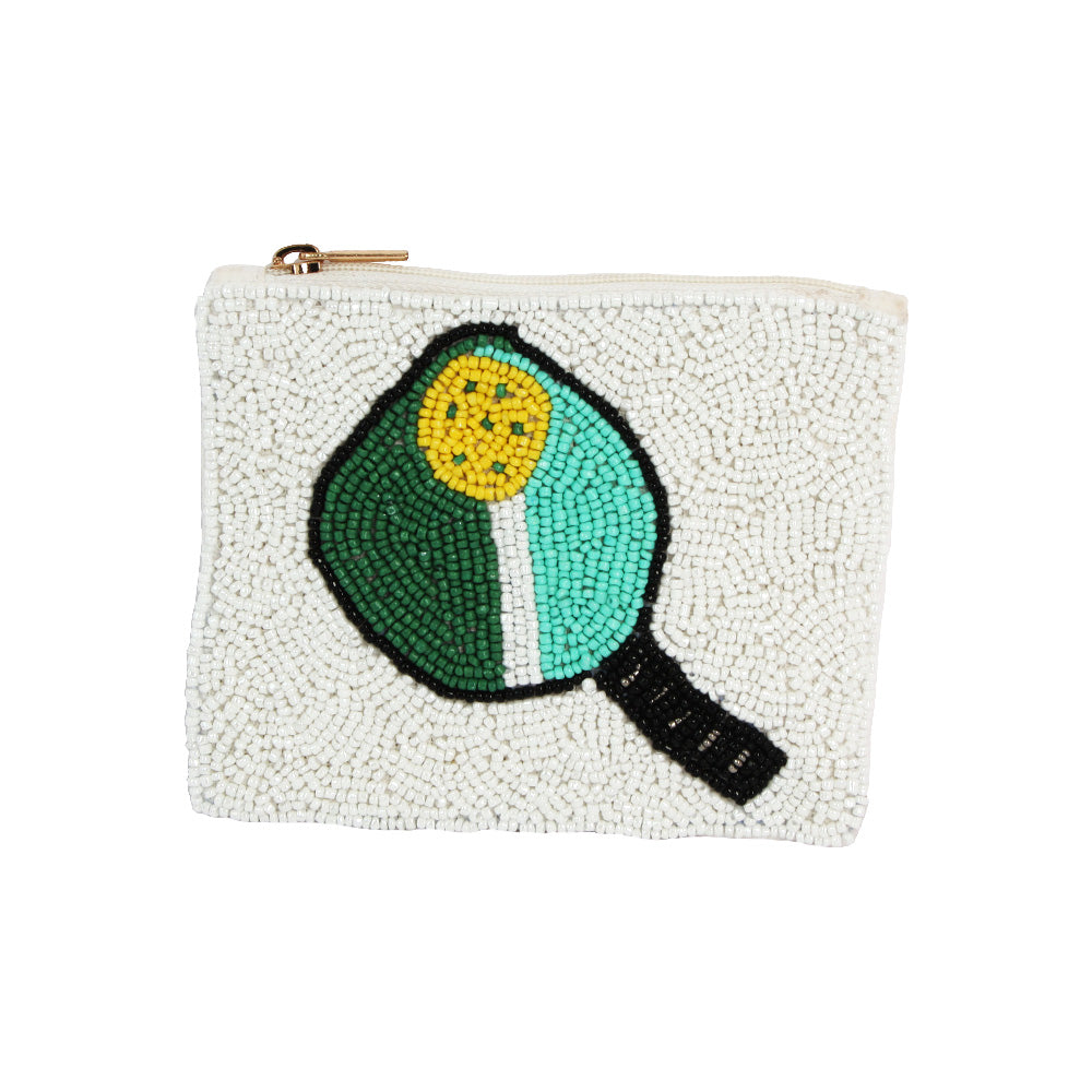 PICKLEBALL PADDLE Beaded Coin Money Pouch Purse