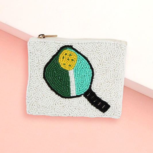PICKLEBALL PADDLE Beaded Coin Money Pouch Purse