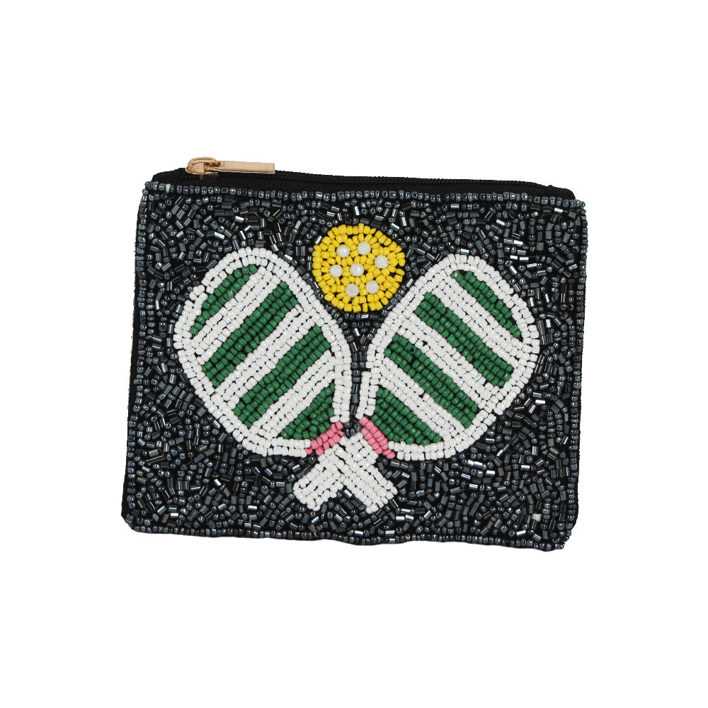 PICKLEBALL PADDLE Beaded Coin Money Pouch