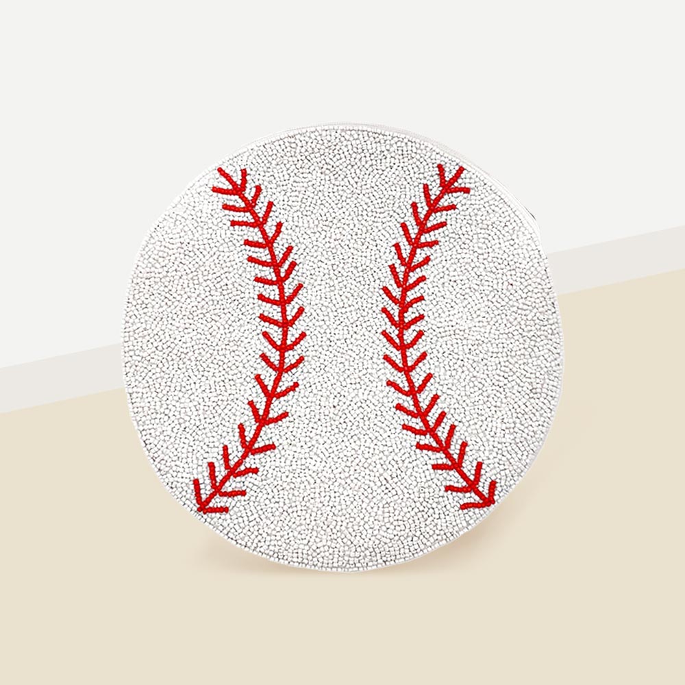 Seed Beaded Baseball Crossbody Bag Handbag