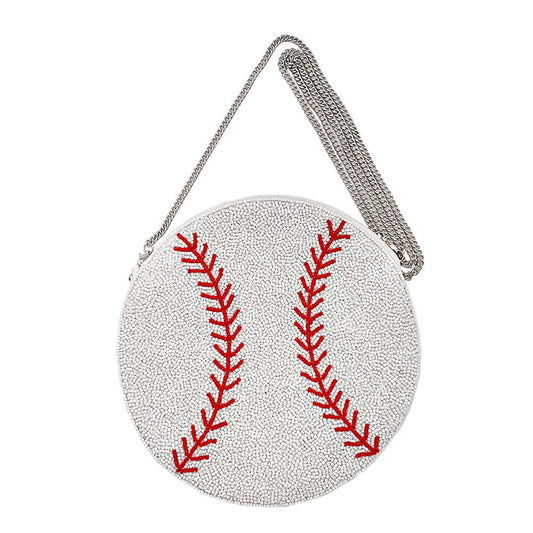 Seed Beaded Baseball Crossbody Bag Handbag