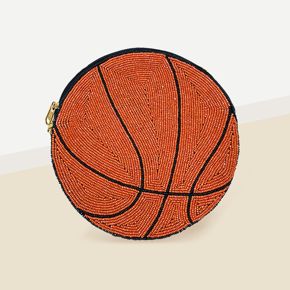 Seed Beaded Basketball Crossbody Bag Handbag