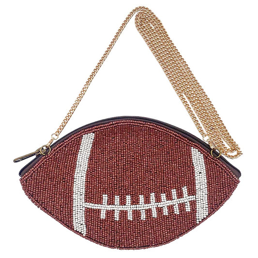 Seed Beaded Football Crossbody Bag Handbag