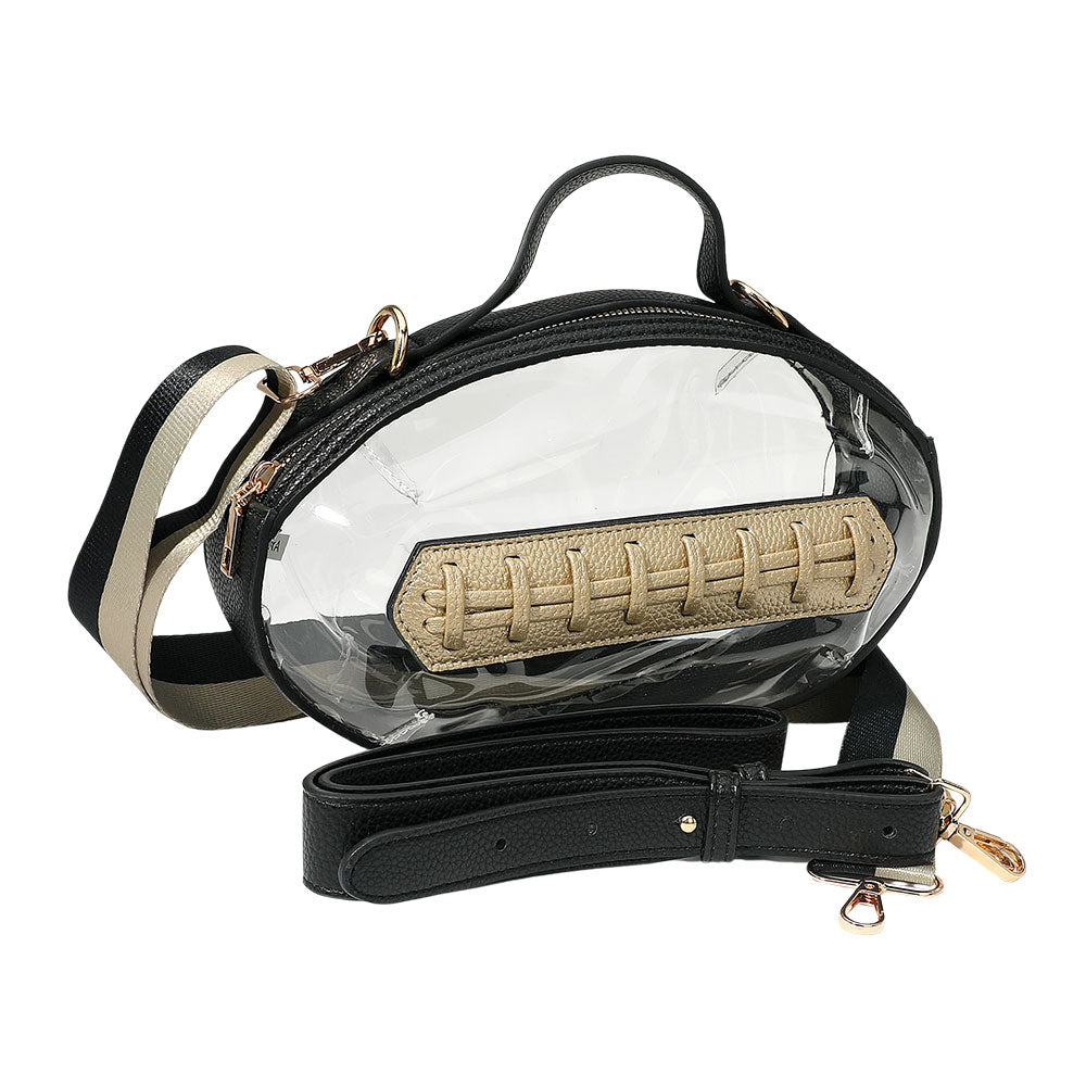 Black Gold Football Shaped Transparent Crossbody Bag