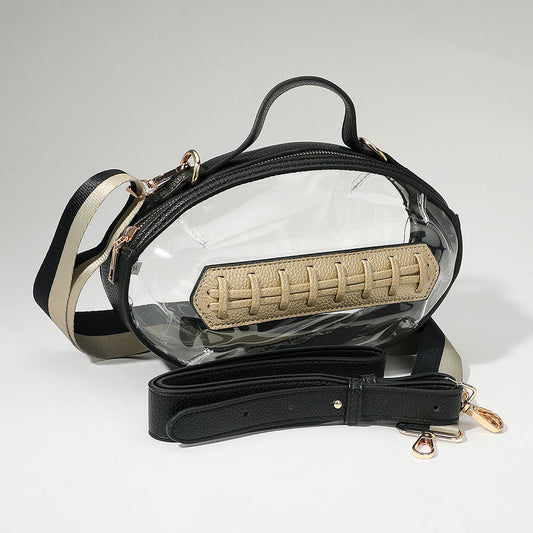 Black Gold Football Shaped Transparent Crossbody Bag