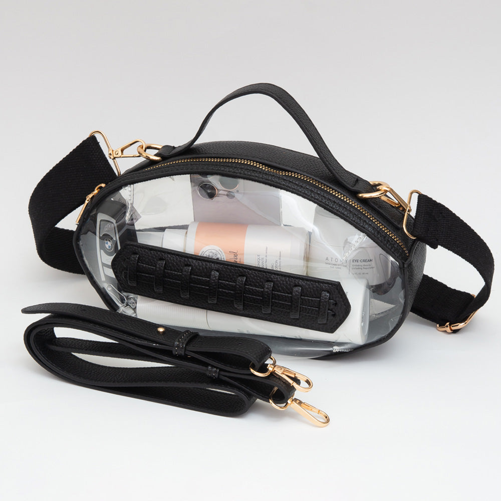 Nude Pink Football Clear Crossbody Bag