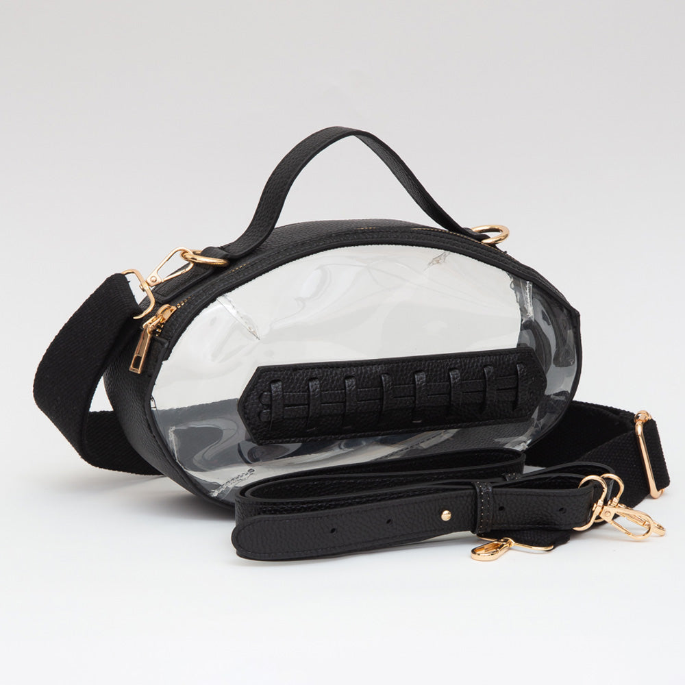 Silver Football Clear Crossbody Bag