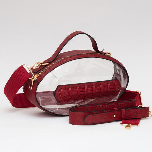 Crimson Football Clear Crossbody Bag