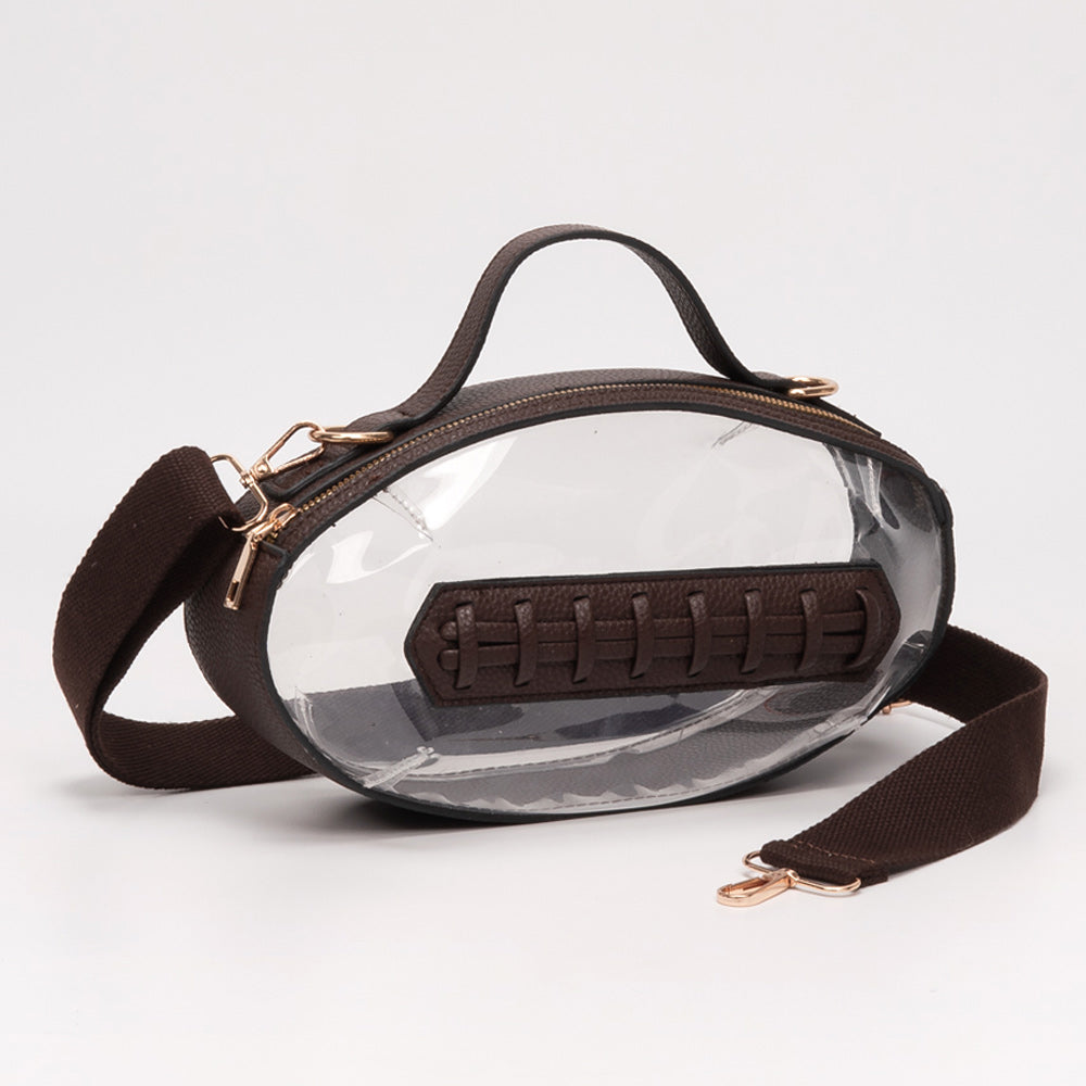 Dark Brown Football Clear Crossbody Bag