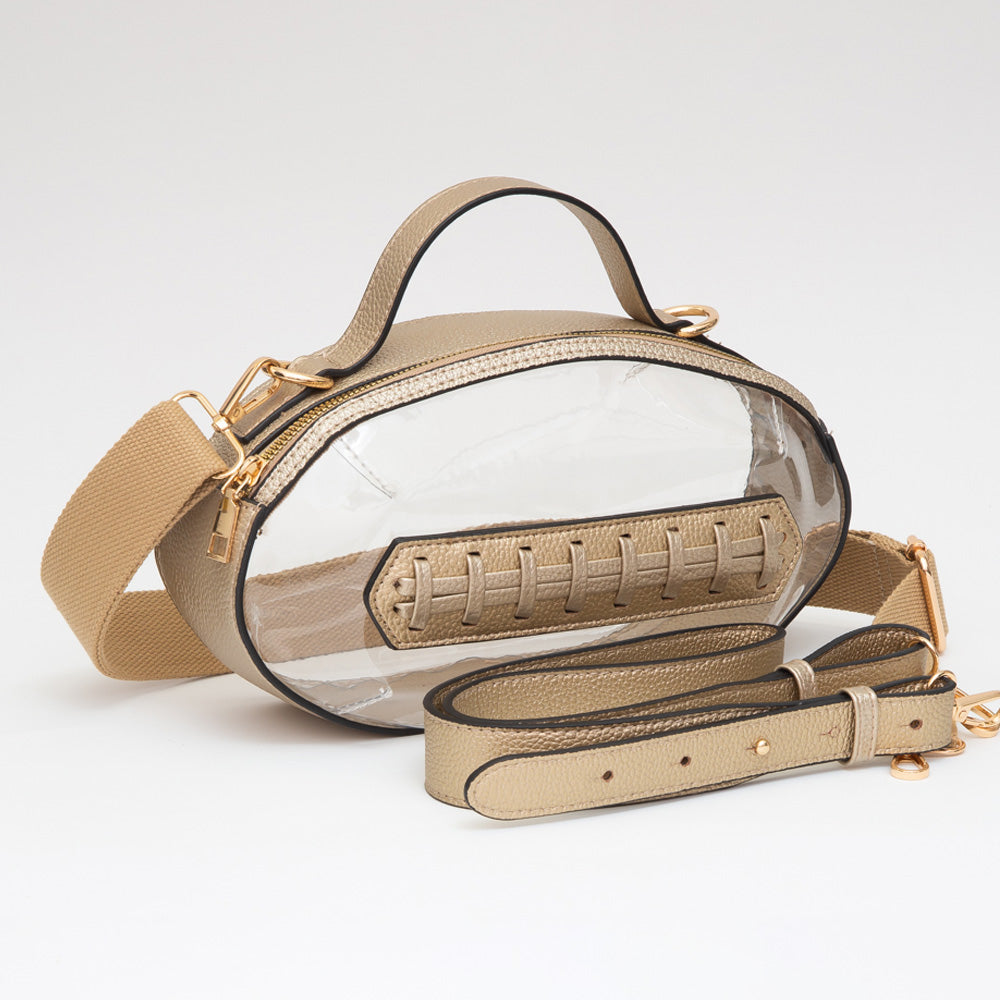 Gold Football Clear Crossbody Bag