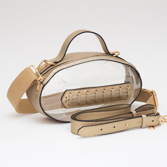 Gold Football Clear Crossbody Bag