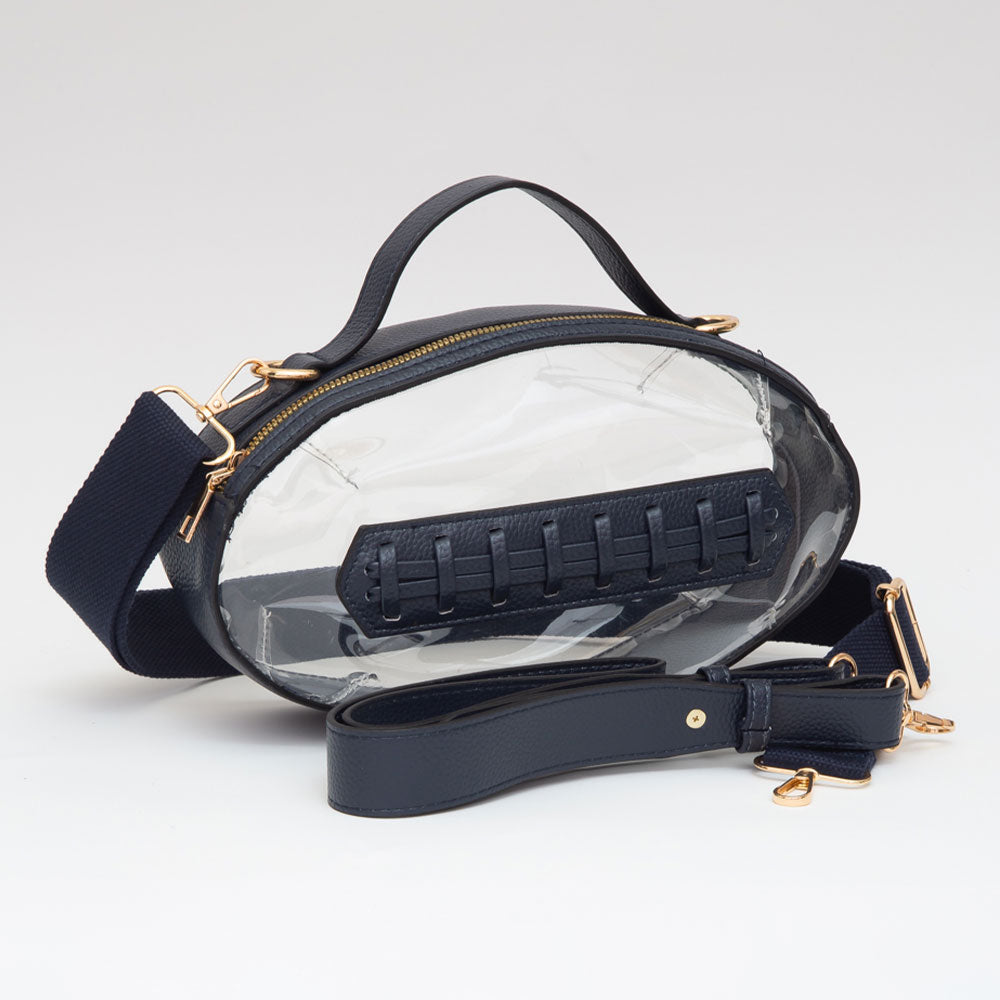 Navy Blue Football Clear Crossbody Bag