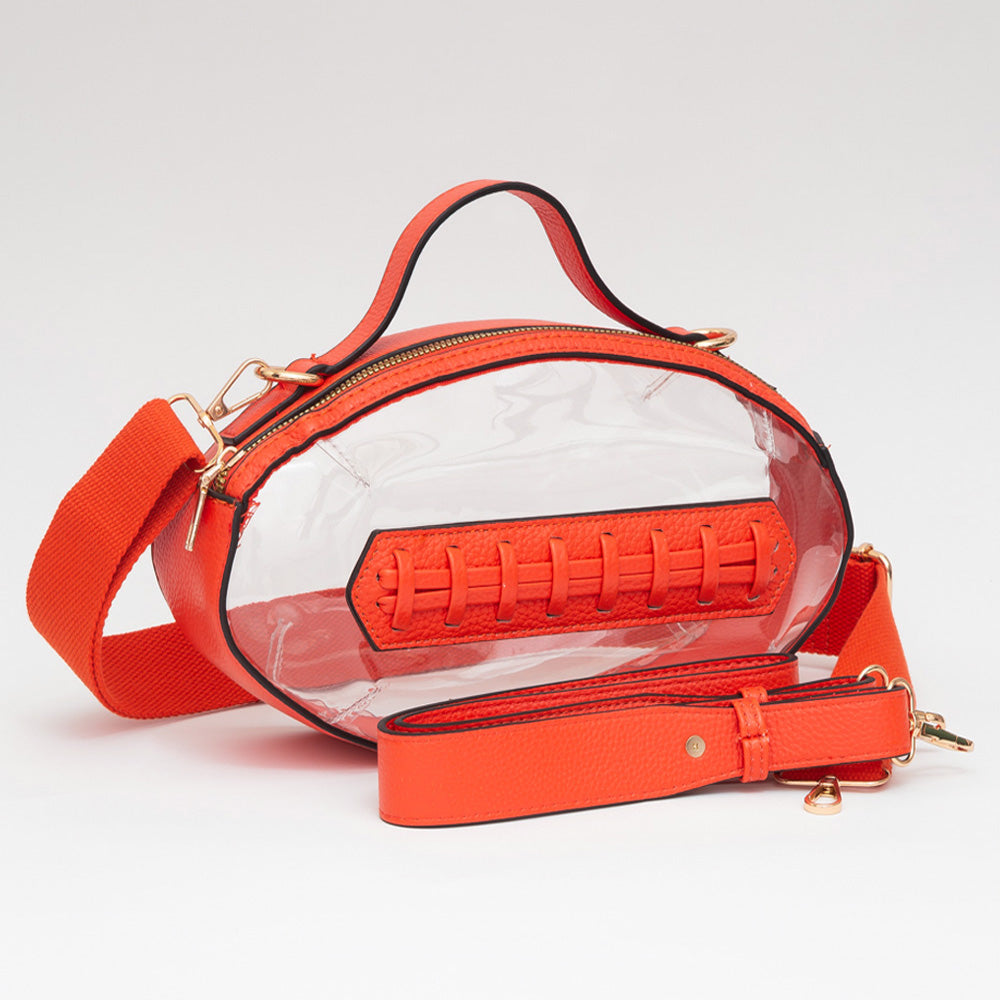 Blue Orange Football Shaped Clear Crossbody Bag