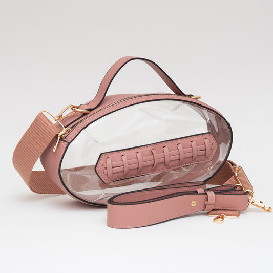 Nude Pink Football Clear Crossbody Bag