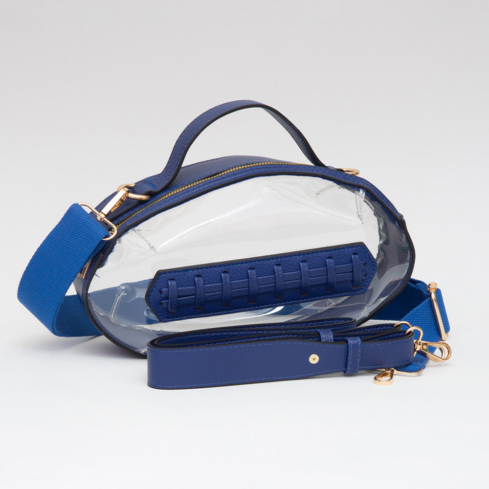 Blue Orange Football Shaped Clear Crossbody Bag