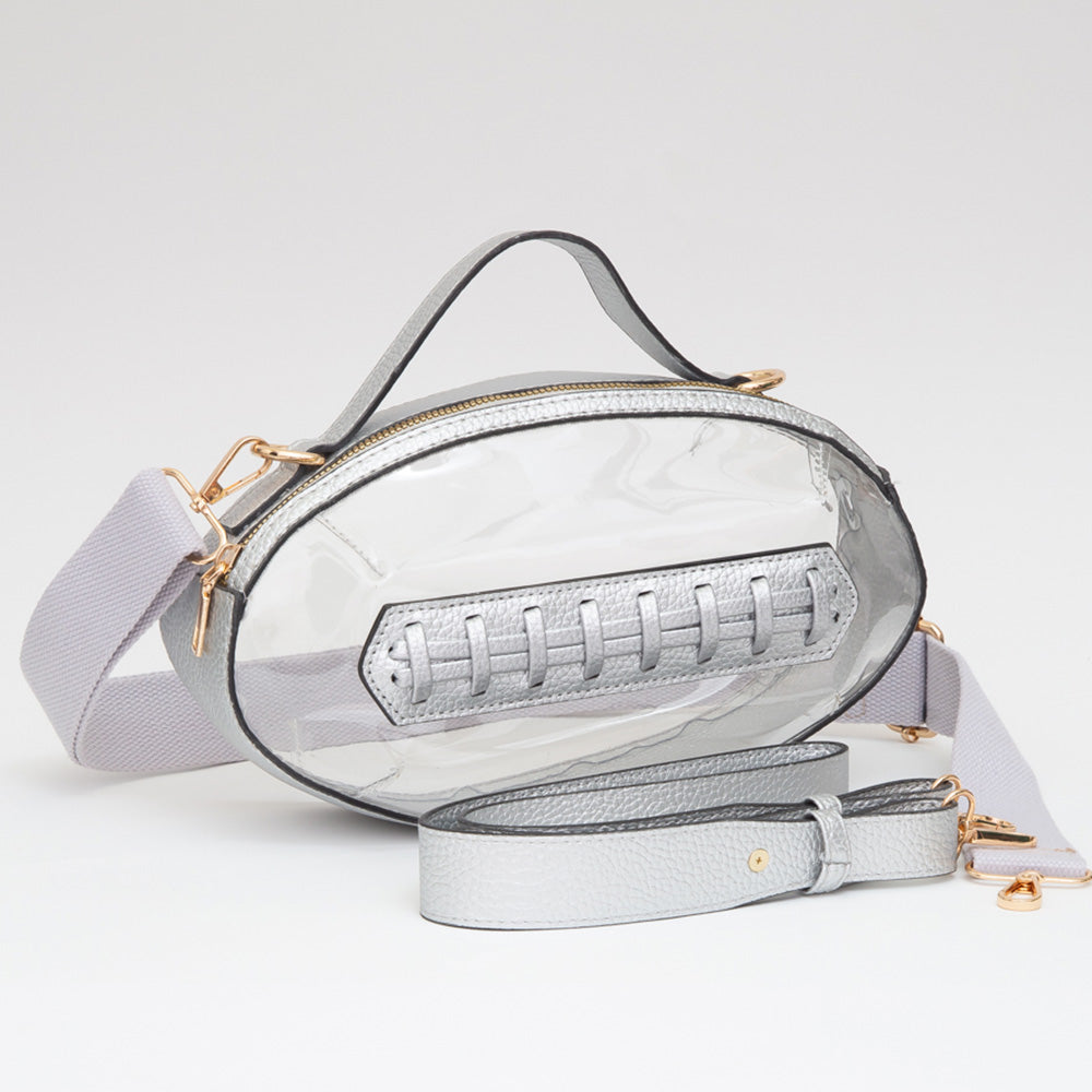 Silver Football Clear Crossbody Bag