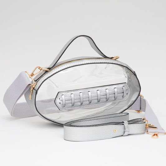 Silver Football Clear Crossbody Bag