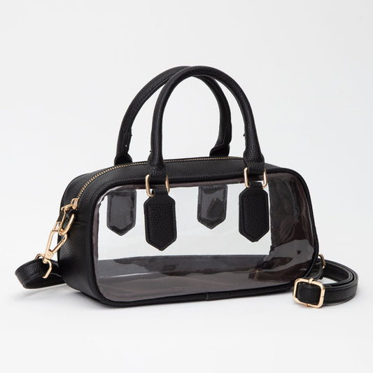 Chloe Clear Crossbody Bag - Black | White