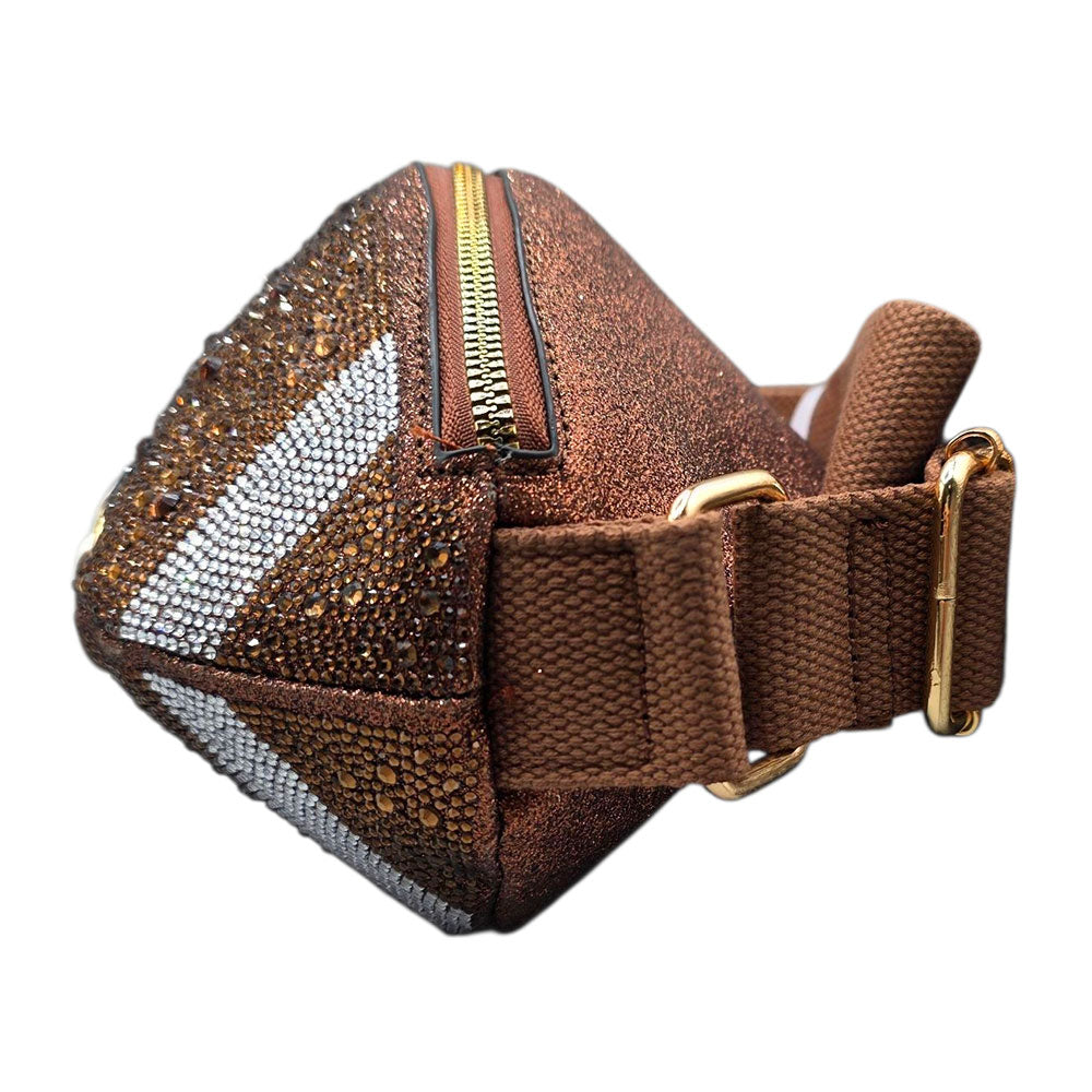 Black Sparkle Football Shape Fanny Pack Sling Bag
