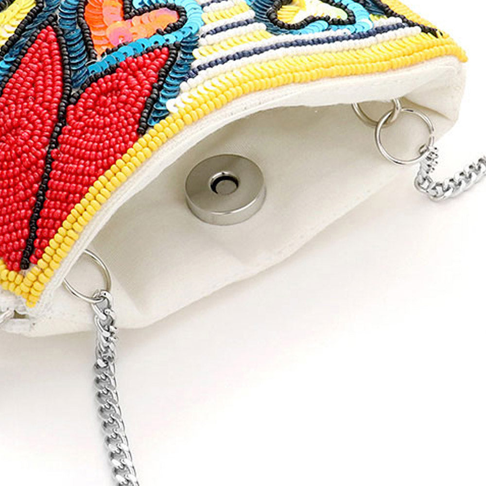 Seed Beaded Girl Diva Crossbody Bag