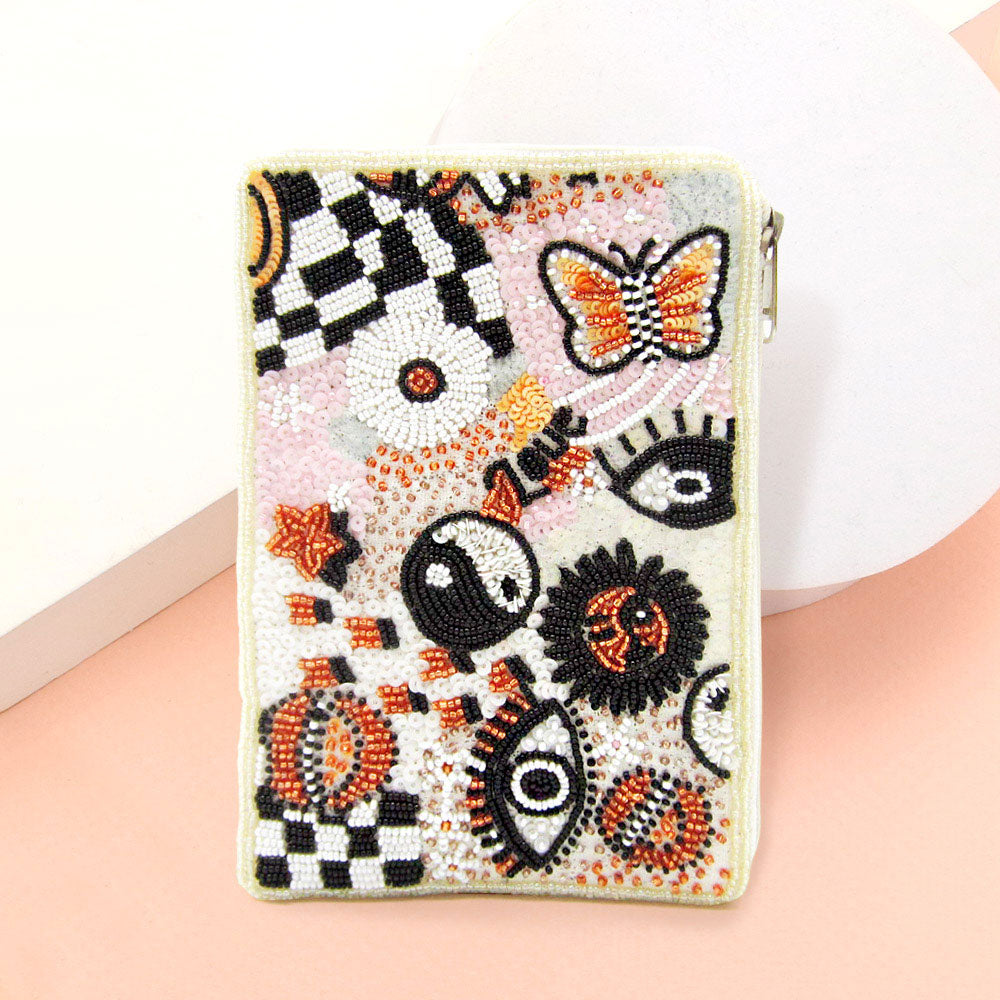Seed Beaded Evil Eye Lucky Symbols Crossbody Bag