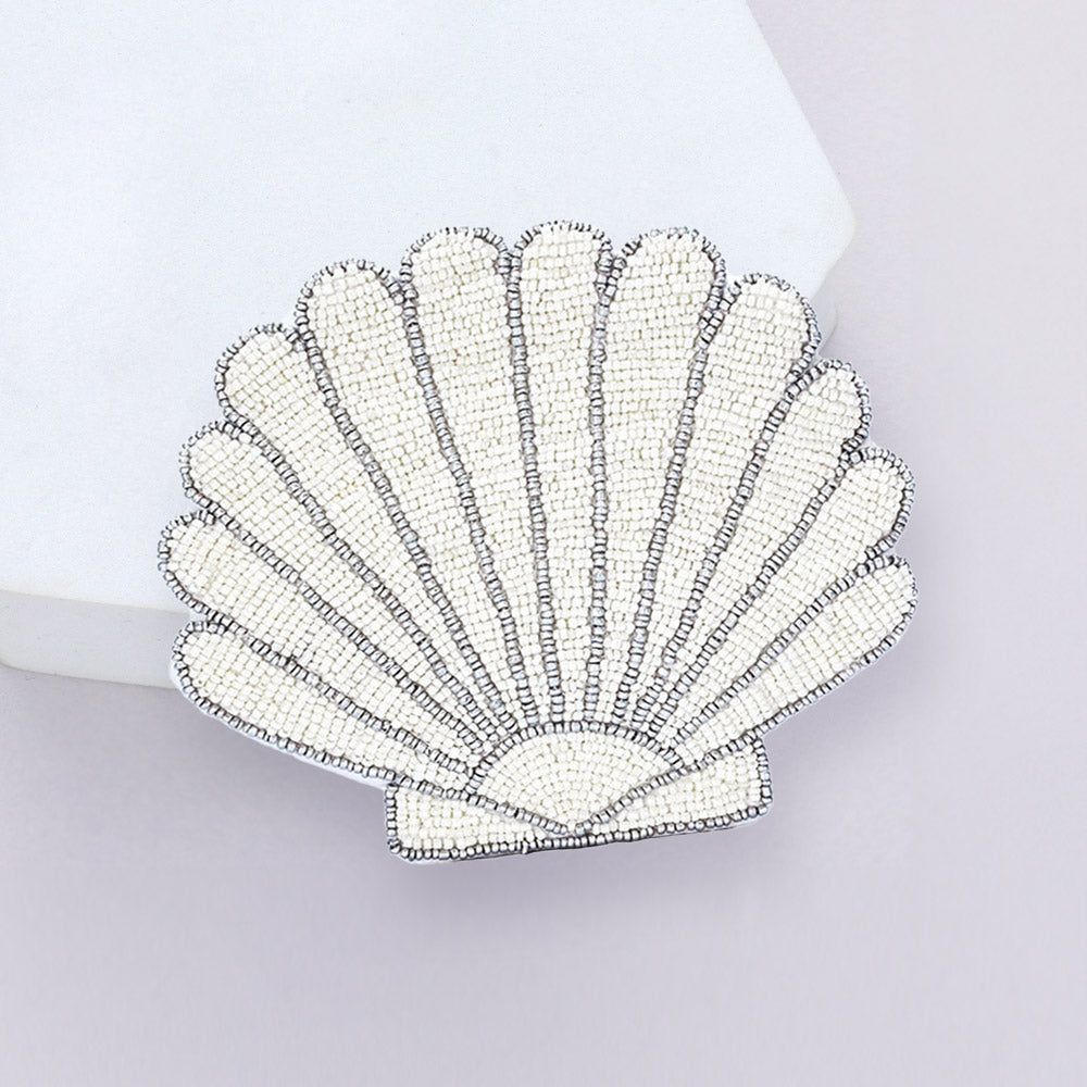 Seashell Mermaid Beach Theme Sequin Beaded Coin Pouch Bag
