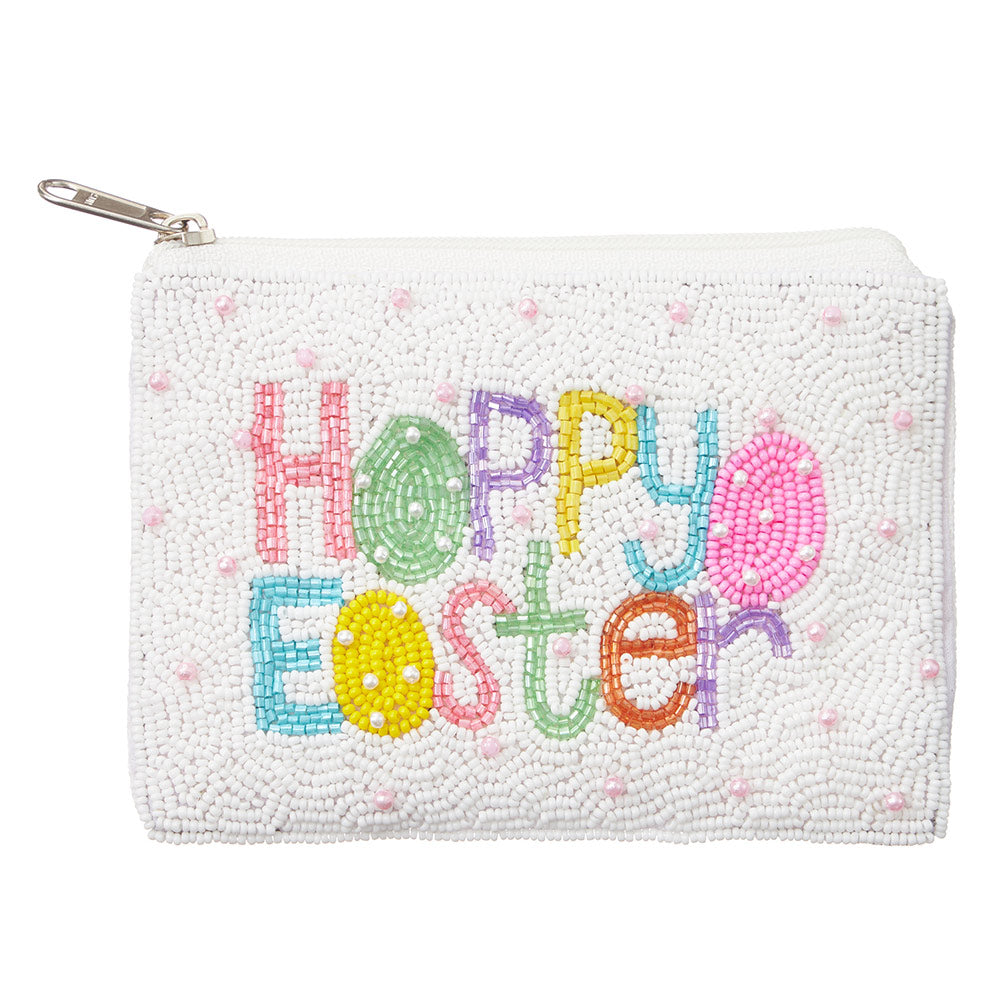 HAPPY EASTER Pearl Beaded Mini Pouch Bag