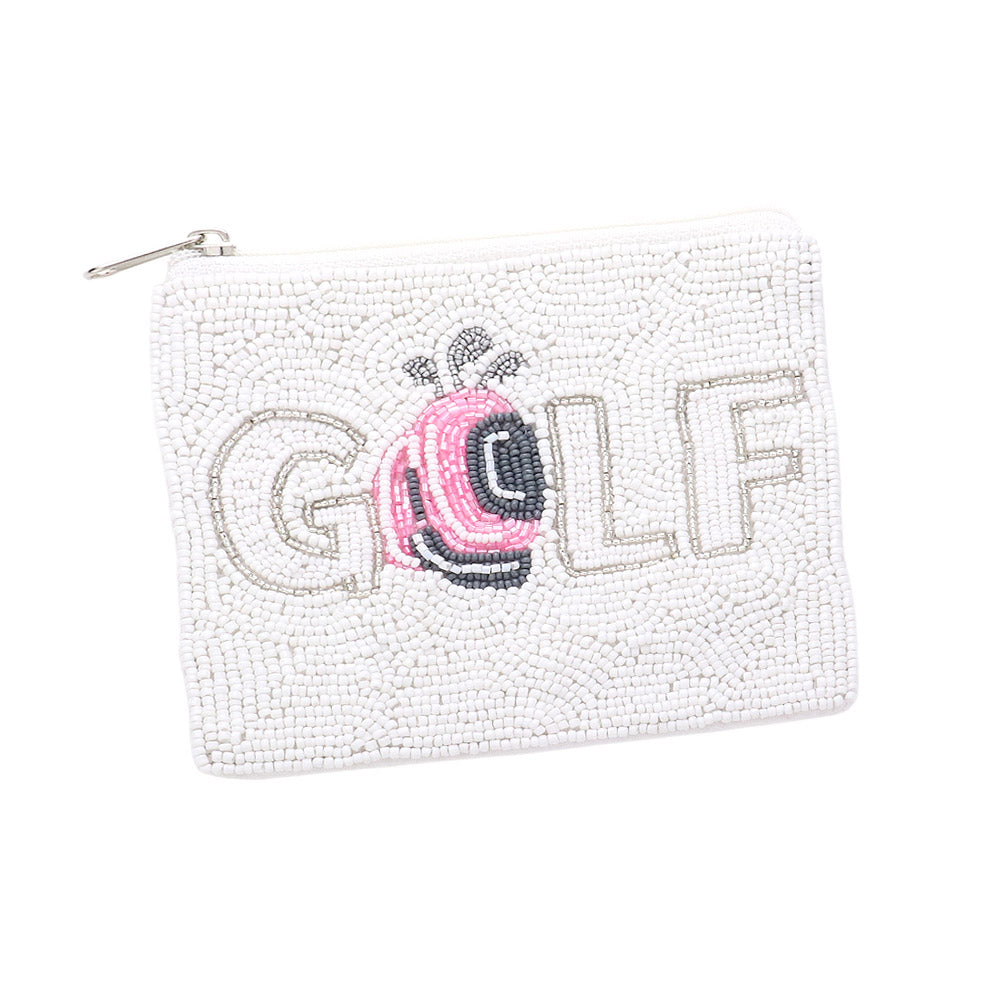 Golf Pattern Seed Beaded Mini Pouch Bag