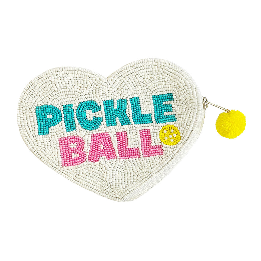 Pickleball Racket Message Seed Beaded Mini Pouch Bag
