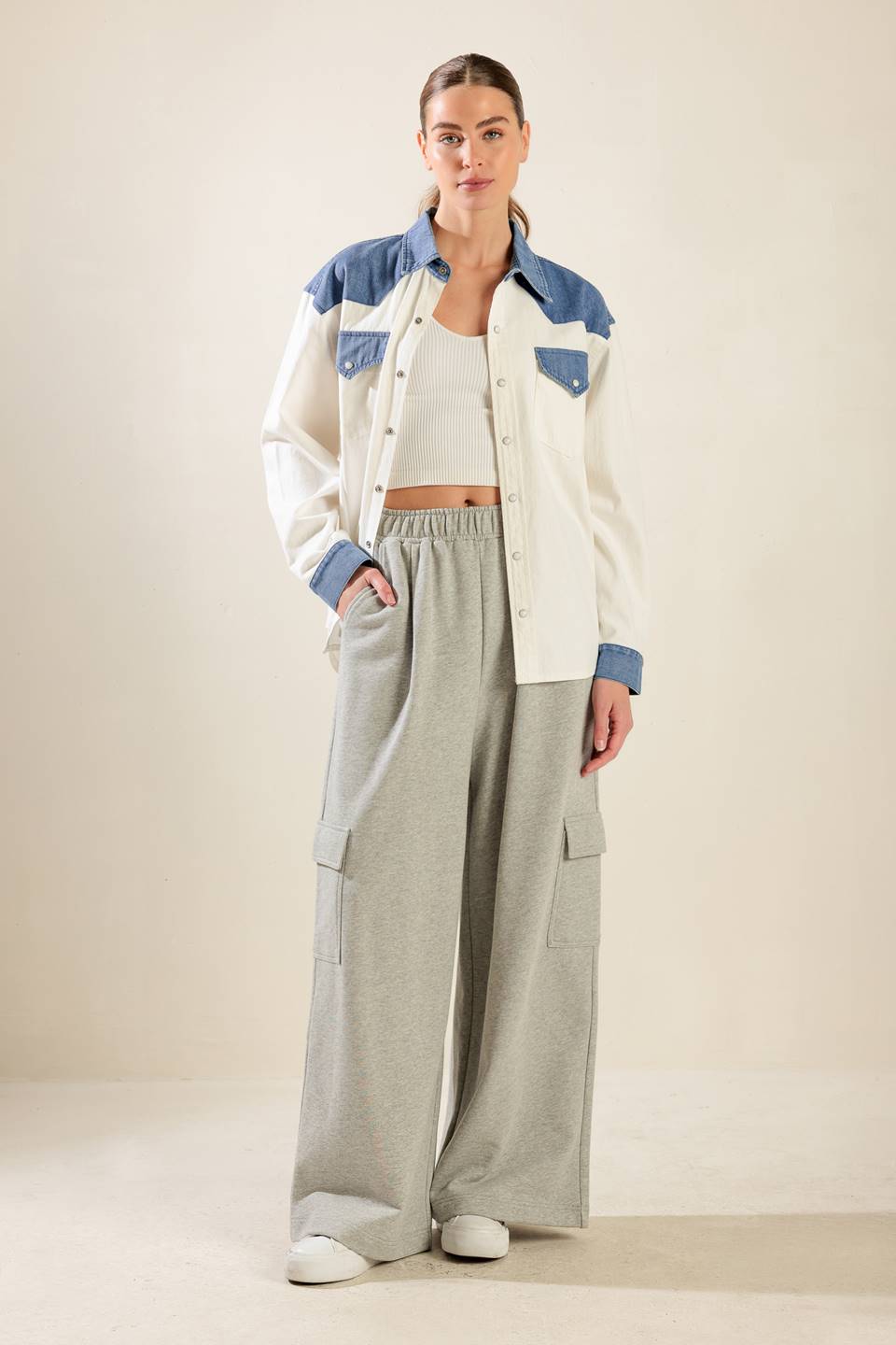 KEEP IT GOING WOVEN DENIM SHIRT