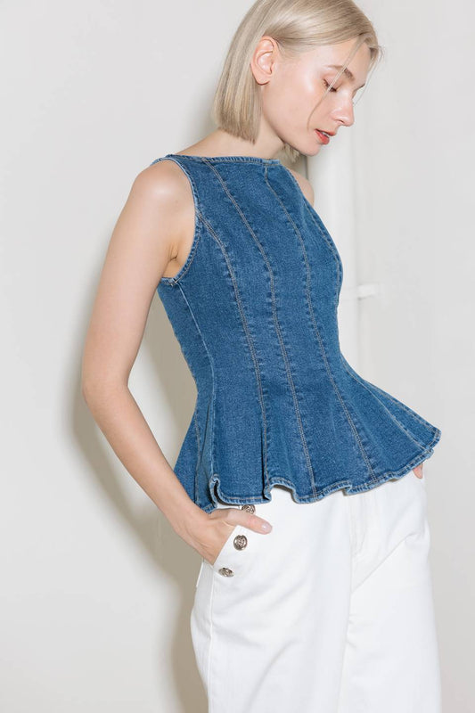 ENDURING SPARK BLUE DENIM TOP