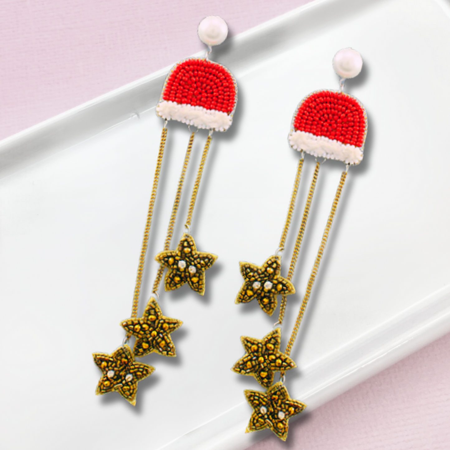 Shooting Stars Seed Beaded Christmas Holiday Gift Earrings