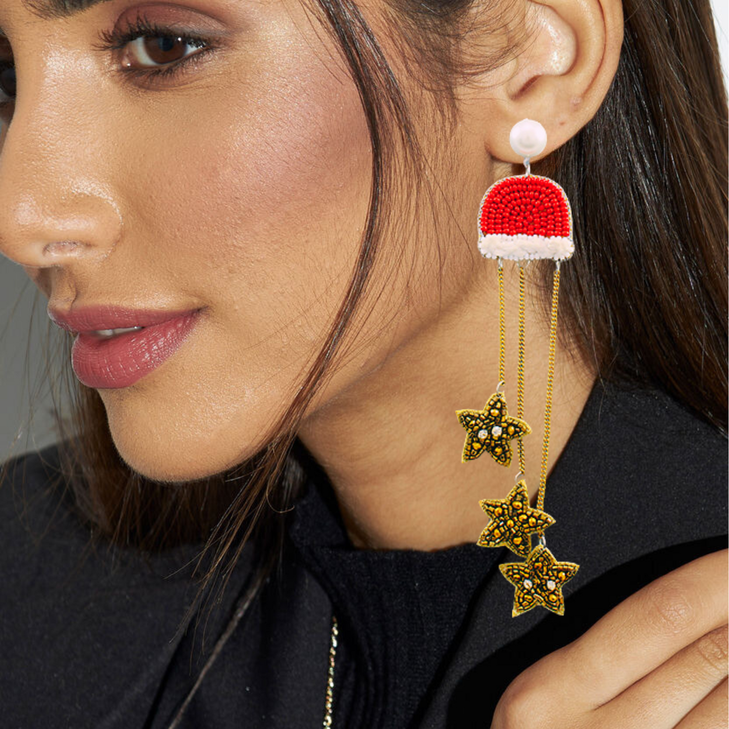 Shooting Stars Seed Beaded Christmas Holiday Gift Earrings