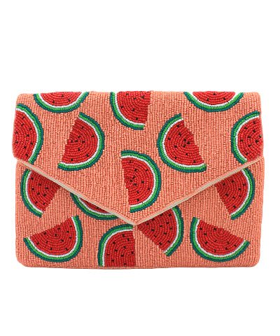 Watermelon Slices Beaded Crossbody Clutch Summer Handbag